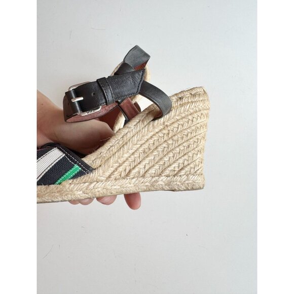 MARC BY MARC JACOBS Striped Grosgrain Leather Espadrille Wedge Sandals, Size 38 - Picture 8 of 15